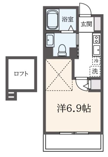 マリンルージュ横浜(1K/2階)の間取り写真