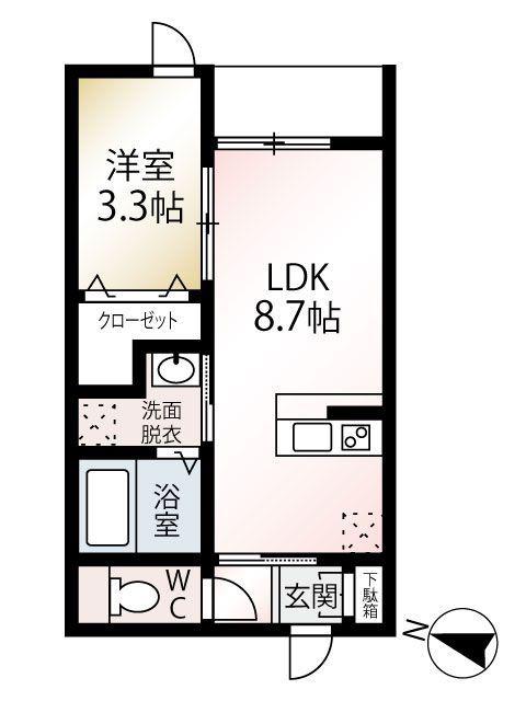 スペリオーレ二日市(1LDK/2階)の間取り写真