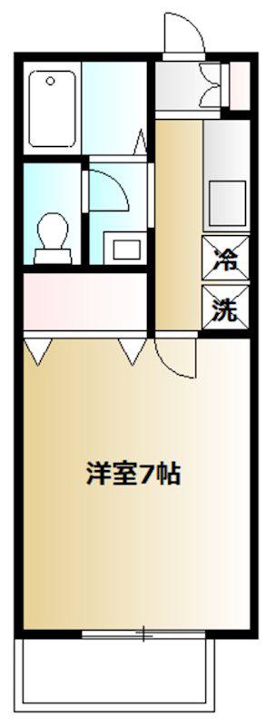 ニューハイム三輪(1K/2階)の間取り写真