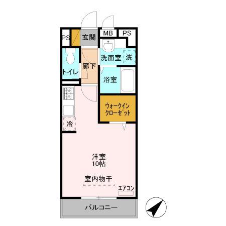 セジュールZENIIIA(ワンルーム/2階)の間取り写真