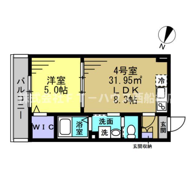 AJ南行徳ノース(1LDK/2階)の間取り写真