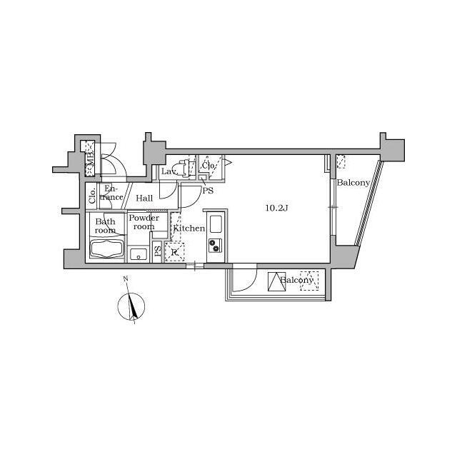 レジディア大井町II 部屋番号0505(ワンルーム/5階)の間取り写真