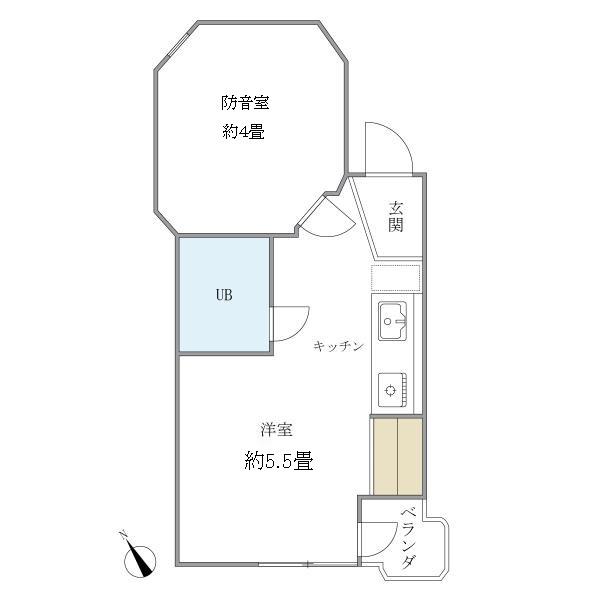 落合ミュージックハイム(ワンルーム/3階)の間取り写真