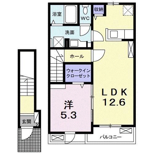 モンド カロレI(1LDK/2階)の間取り写真