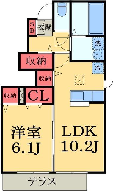 リヴェール(1LDK/1階)の間取り写真
