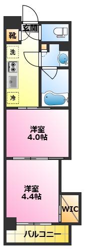 ガーラ・ヴィスタ元住吉(2K/4階)の間取り写真