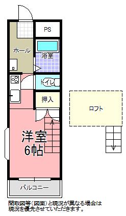 グリーンハイツ C棟(ワンルーム/2階)の間取り写真