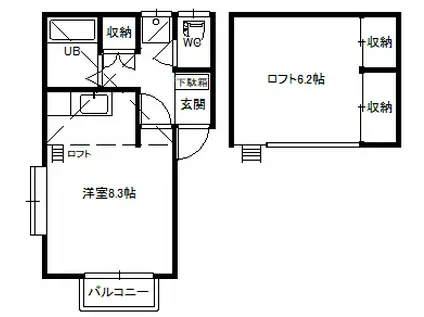 代栄パレスNO.3(ワンルーム/2階)の間取り写真