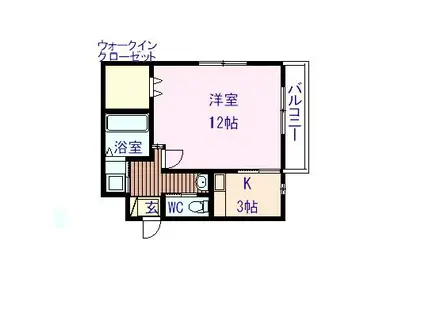 コンフォート中徳島(1K/2階)の間取り写真