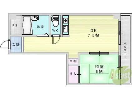 メゾン江坂(1DK/5階)の間取り写真