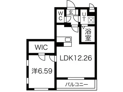 グランバロン イースト(1LDK/1階)の間取り写真