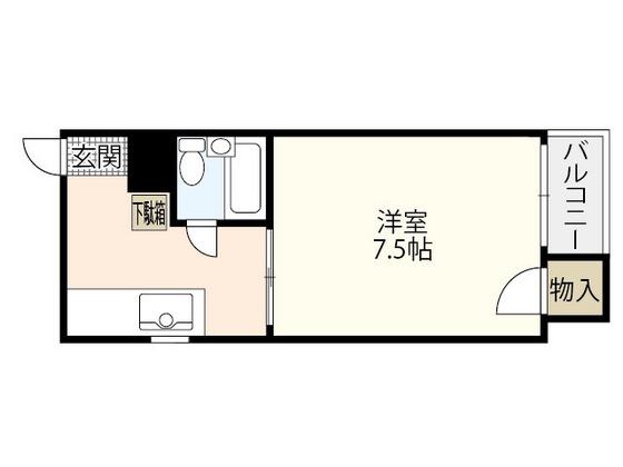 コーポラス寺町(1K/5階)の間取り写真