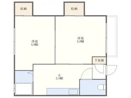 カーサ高野(2K/1階)の間取り写真