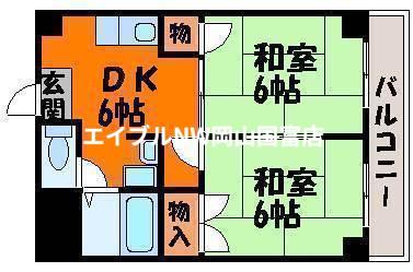 グランディール門田屋敷(2DK/7階)の間取り写真