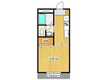 DIAS-U I(1K/2階)の間取り写真
