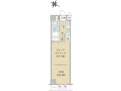 日本橋三越前アムフラット 壱番館(1DK/8階)の間取り写真