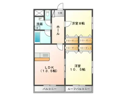 ヒーローマンション八戸番町(2LDK/3階)の間取り写真