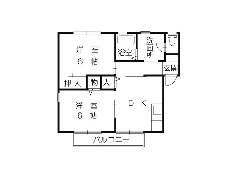 サンビレッジ(2DK/1階)の間取り写真