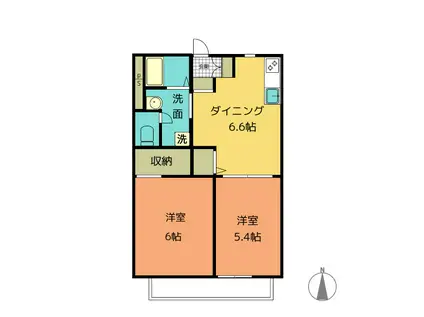 フレグランス田村1(2DK/1階)の間取り写真