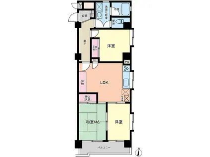 第3千歳船橋ヒミコマンション(3LDK/4階)の間取り写真