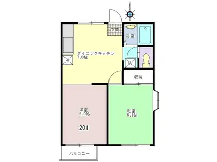 ファミーユいしの(2DK/1階)の間取り写真