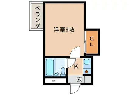 ディアコート奈良(1K/2階)の間取り写真