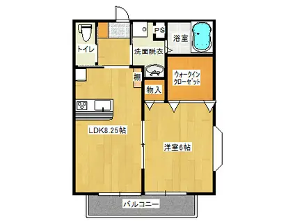 エルモア日脚(1LDK/2階)の間取り写真