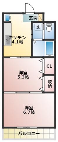 ブランロジュマン(2K/2階)の間取り写真