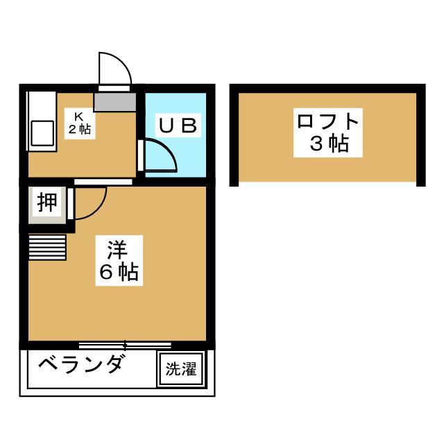 メゾン高谷(1K/2階)の間取り写真