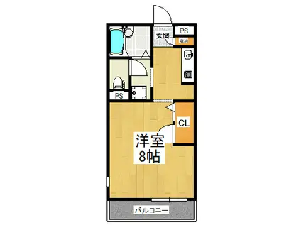 カーサ寺池(1K/3階)の間取り写真