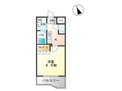 コーポ2009(1K/2階)の間取り写真