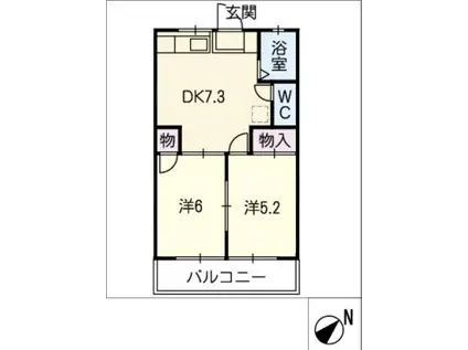 タウニーK(2DK/1階)の間取り写真