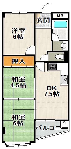 和田ビル(3LDK/2階)の間取り写真