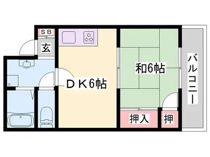 ルミエールベフ(1DK/2階)の間取り写真