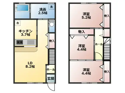 COULEUR(3LDK/1階)の間取り写真