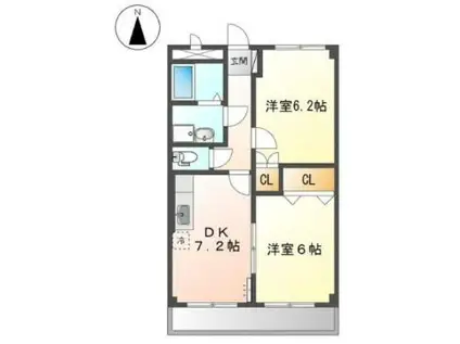 サンコートK(2DK/3階)の間取り写真