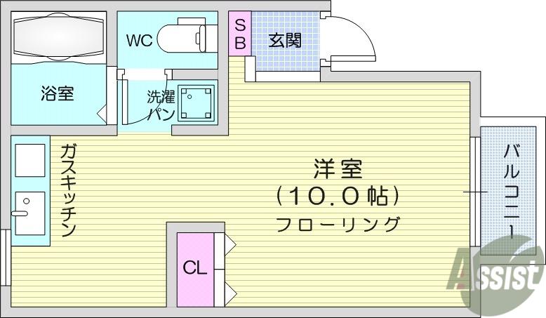 エクセルハイツ(ワンルーム/2階)の間取り写真
