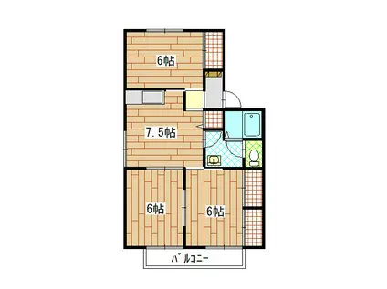 グリーンヒルかねみつB(3DK/2階)の間取り写真
