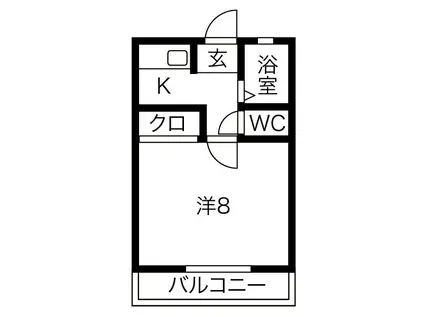 ドエルKMII(1K/1階)の間取り写真