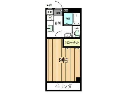 チェリーハイム(1K/2階)の間取り写真