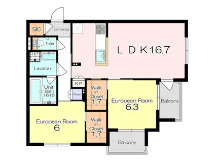 山田1丁目マンション(2LDK/1階)の間取り写真