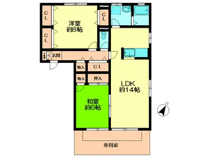 シェソワボナール(2LDK/1階)の間取り写真