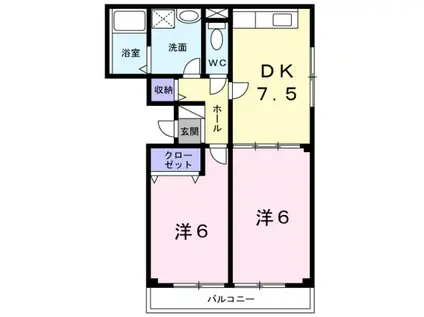 ファミールミサキ(2DK/2階)の間取り写真