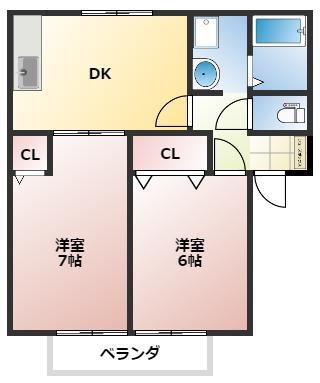 グランベルク和戸駅改札前(2DK/1階)の間取り写真