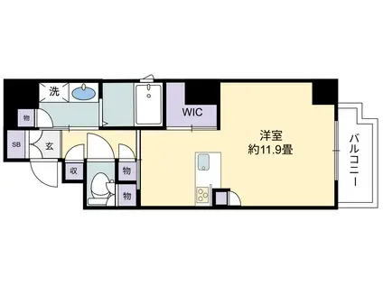 パラッツォロッサ(ワンルーム/3階)の間取り写真