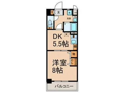 太閤通マンション(1DK/4階)の間取り写真