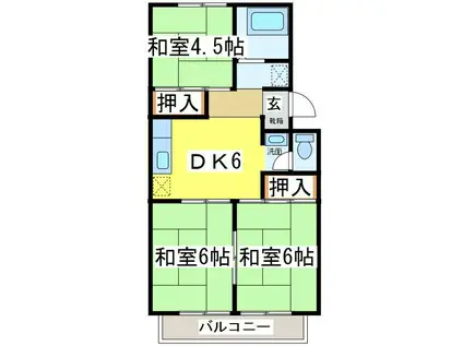コーポラス北今沢A(3DK/2階)の間取り写真