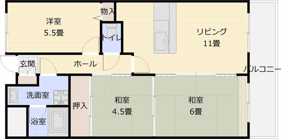 ルキア国分(3LDK/3階)の間取り写真
