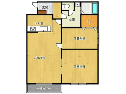 みずほ町ハイツ(2LDK/1階)の間取り写真