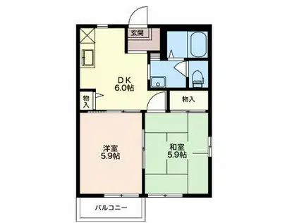 ヴィヴレ B(2DK/2階)の間取り写真